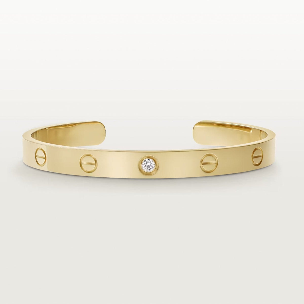 [⭐Sparkve]LOVE BRACELET 6.1MM 1 DIAMOND OPEN CUFF
