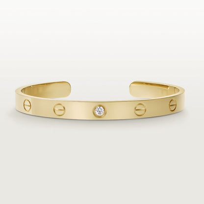 [⭐Sparkve]LOVE BRACELET 6.1MM 1 DIAMOND OPEN CUFF