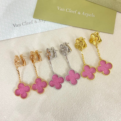 [⭐Sparkve]2026 NEW CLOVER 2 MOTIF  BUBBLE PINK ENAMEL