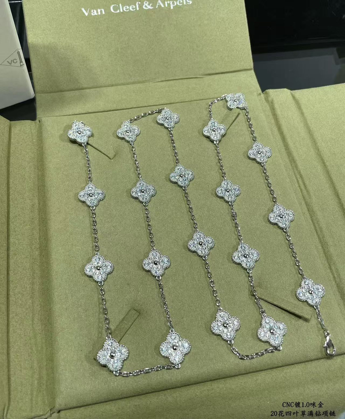 [⭐Sparkve]CLOVER 20 MOTIFS FULL-DIAMOND NECKLACE