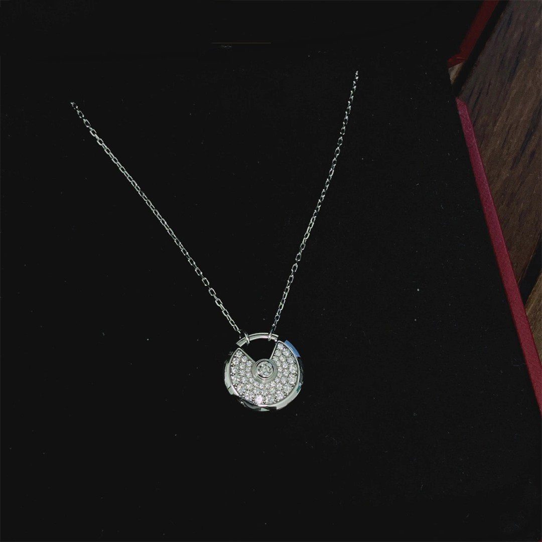 [⭐Sparkve]AMULETTE SILVER FULL DIAMOND NECKLACE
