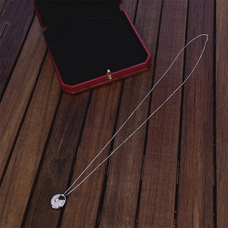 [⭐Sparkve]AMULETTE SILVER FULL DIAMOND NECKLACE