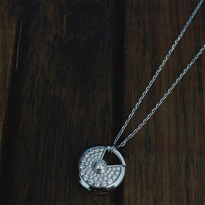 [⭐Sparkve]AMULETTE SILVER FULL DIAMOND NECKLACE
