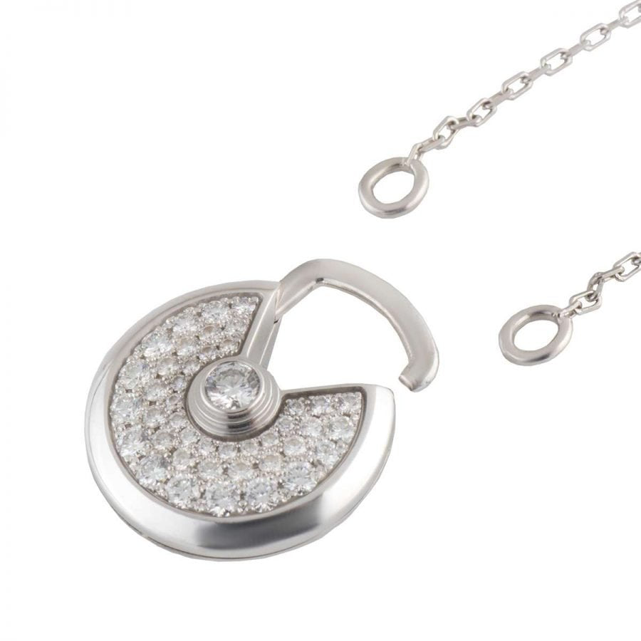 [⭐Sparkve]AMULETTE SILVER FULL DIAMOND NECKLACE