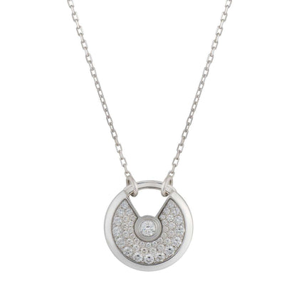 [⭐Sparkve]AMULETTE SILVER FULL DIAMOND NECKLACE