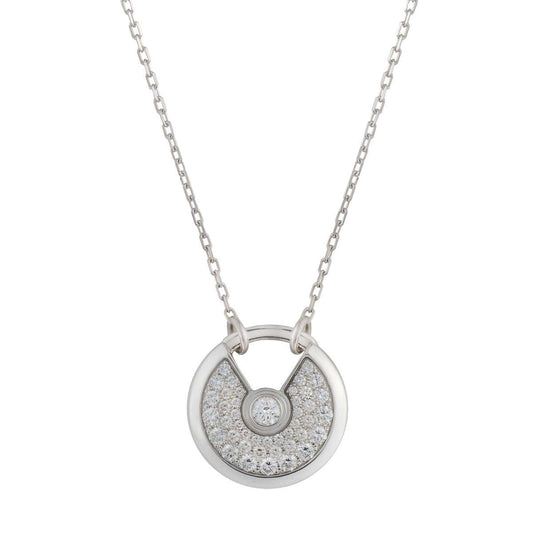 [⭐Sparkve]AMULETTE SILVER FULL DIAMOND NECKLACE