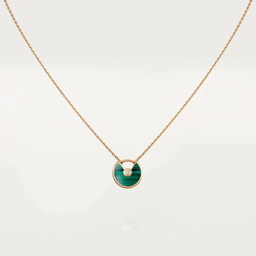 [⭐Sparkve]AMULETTE ROSE GOLD MALACHITE NECKLACE