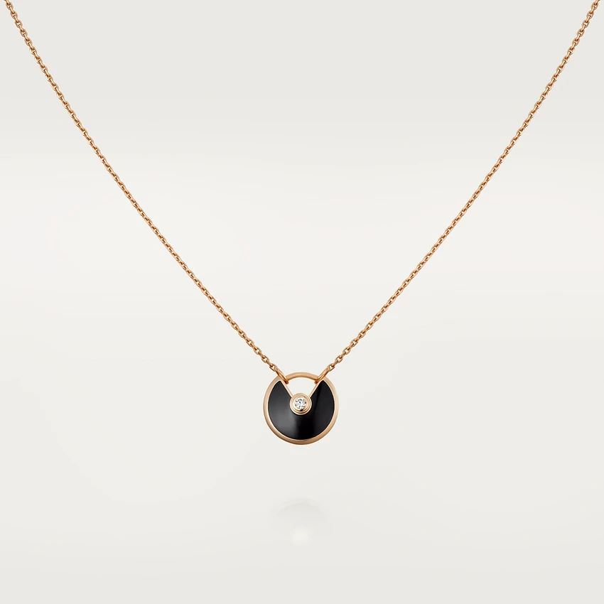 [⭐Sparkve]AMULETTE ROSE GOLD ONYX NECKLACE