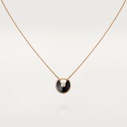 [⭐Sparkve]AMULETTE ROSE GOLD ONYX NECKLACE
