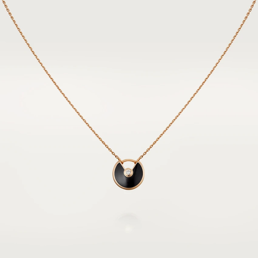 [⭐Sparkve]AMULETTE ROSE GOLD ONYX NECKLACE