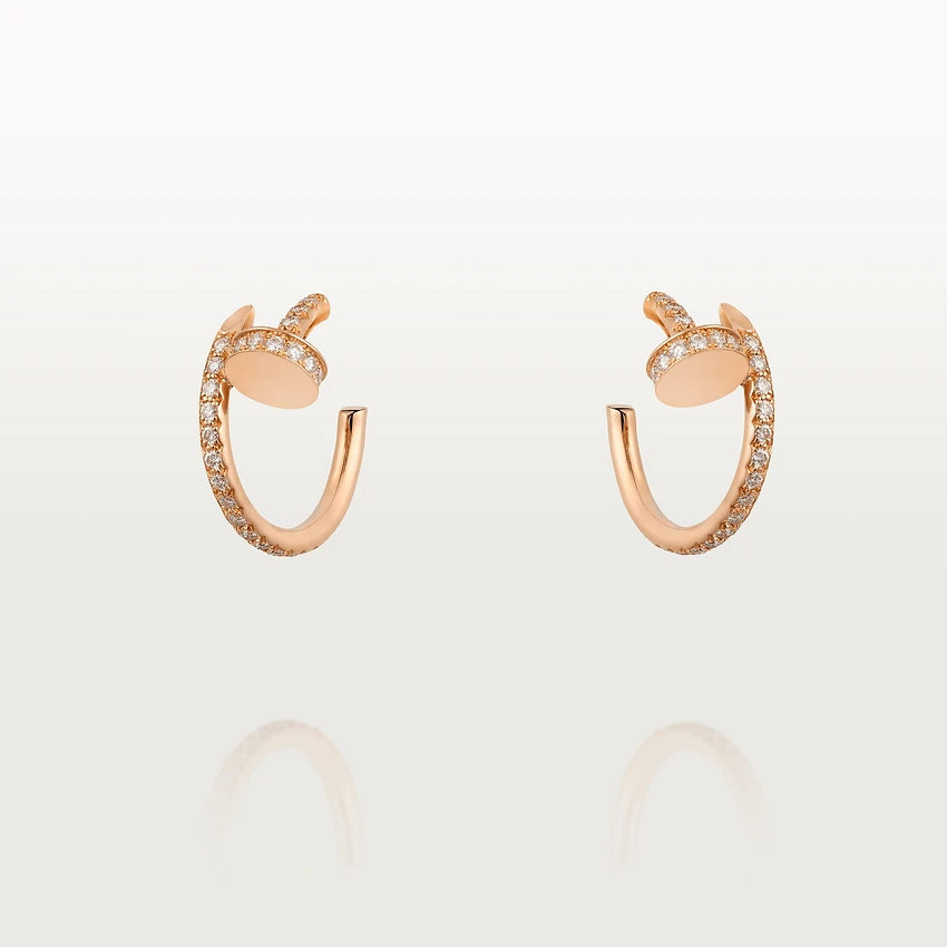 [⭐Sparkve]JUSTE EARRINGS 12.75MM PINK GOLD DIAMOND