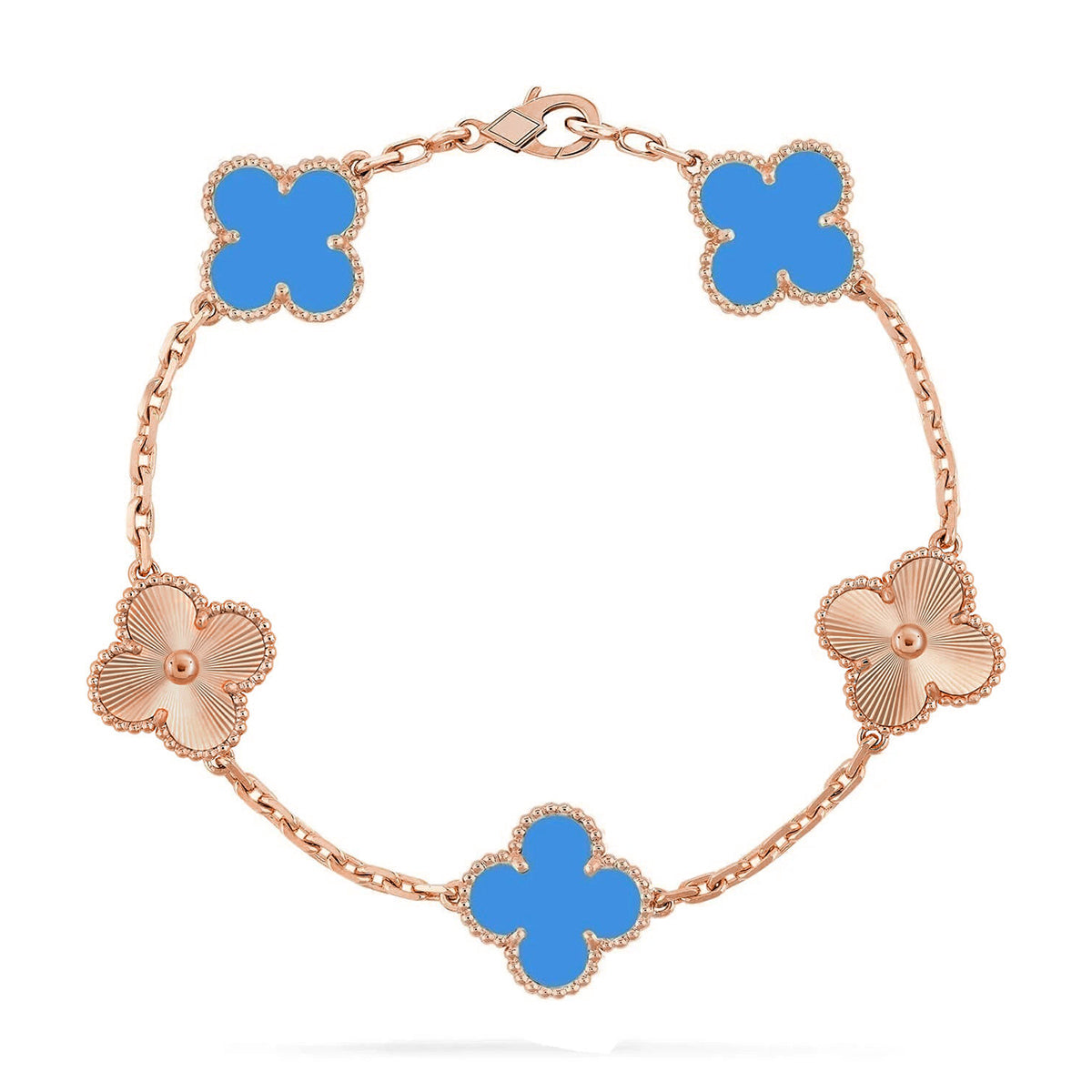 [⭐Sparkve] CLOVER 5 MOTIF BLUE AGATE BRACELET COLLECTION