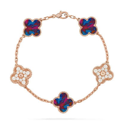 [⭐Sparkve]CLOVER 5 MOTIF COLOR GEMSTONES BRACELET COLLECTION