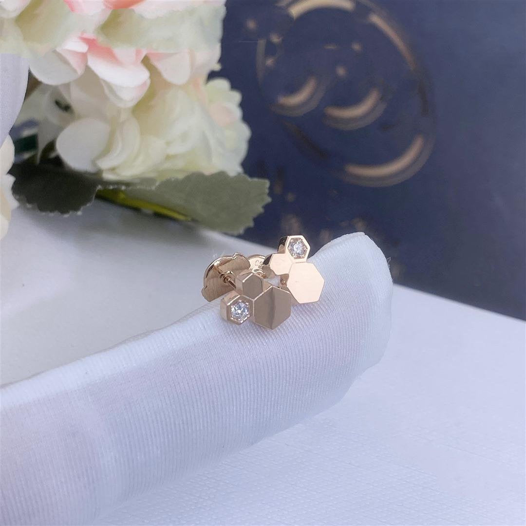 [⭐Sparkve]BEE LOVE PINK GOLD DIAMOND EARRINGS