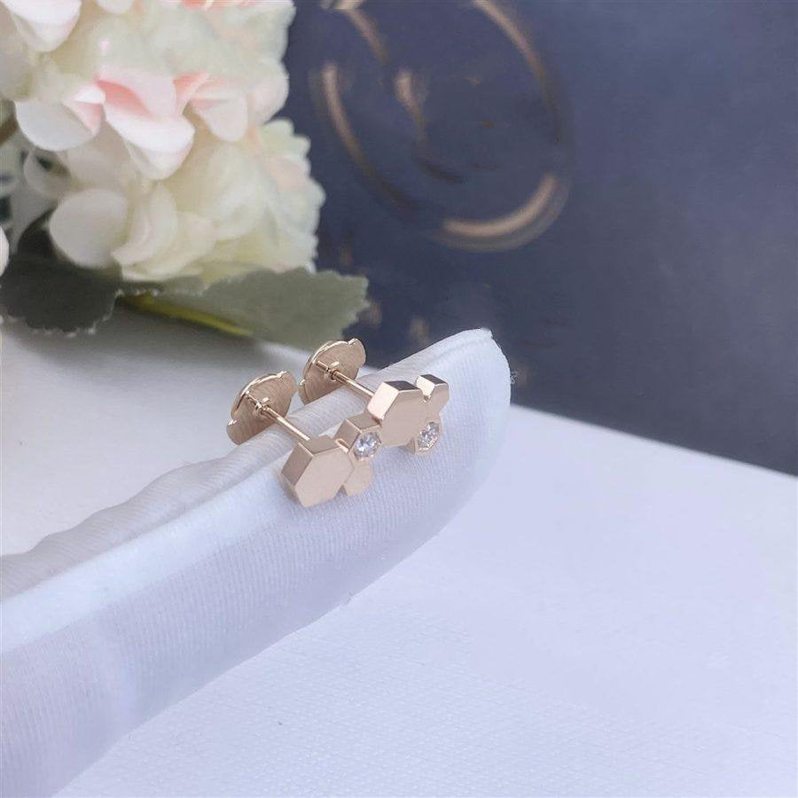 [⭐Sparkve]BEE LOVE PINK GOLD DIAMOND EARRINGS