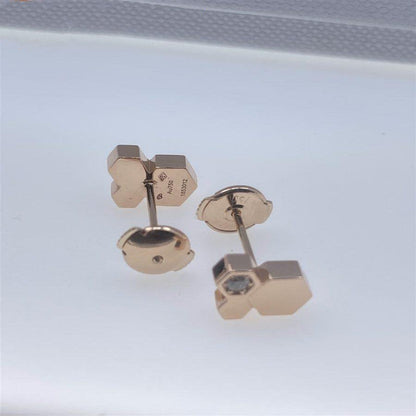 [⭐Sparkve]BEE LOVE PINK GOLD DIAMOND EARRINGS