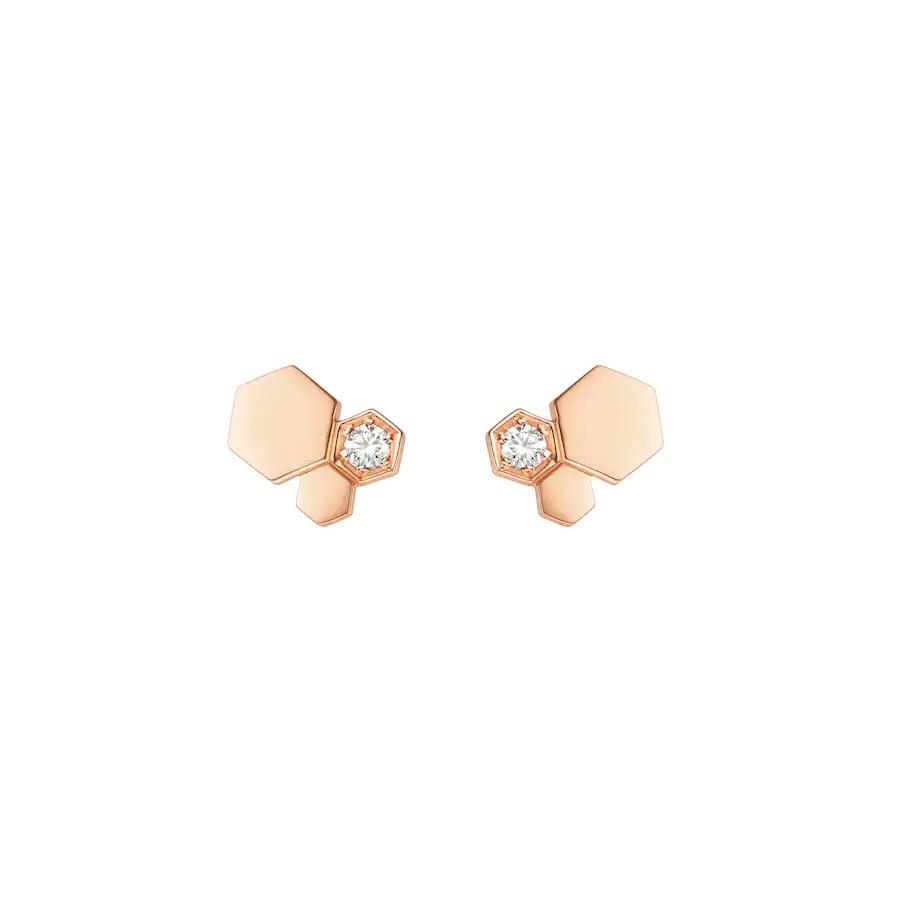 [⭐Sparkve]BEE LOVE PINK GOLD DIAMOND EARRINGS