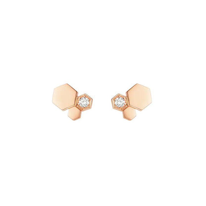[⭐Sparkve]BEE LOVE PINK GOLD DIAMOND EARRINGS