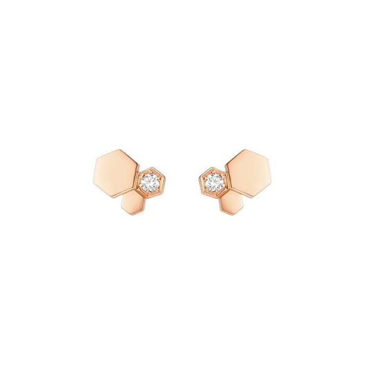 [⭐Sparkve]BEE LOVE PINK GOLD DIAMOND EARRINGS