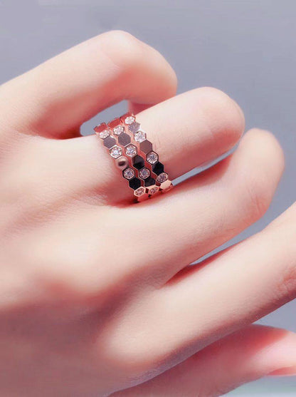 [⭐Sparkve]BEE LOVE RING PINK GOLD DIAMOND