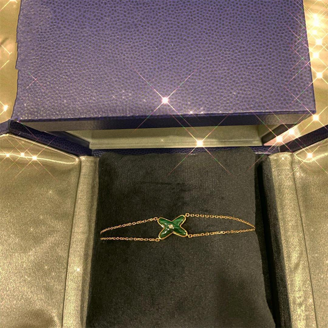 [⭐Sparkve]JEUX BRACELET MALACHITE PINK GOLD 1 DIAMOND