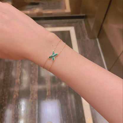 [⭐Sparkve]JEUX BRACELET MALACHITE PINK GOLD 1 DIAMOND