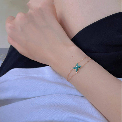 [⭐Sparkve]JEUX BRACELET MALACHITE PINK GOLD 1 DIAMOND