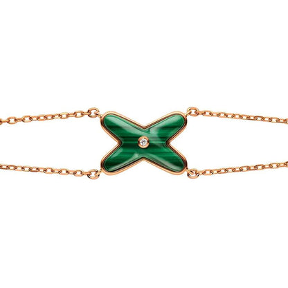 [⭐Sparkve]JEUX BRACELET MALACHITE PINK GOLD 1 DIAMOND