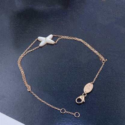 [⭐Sparkve]JEUX BRACELET WHITE MOP PINK GOLD 1 DIAMOND