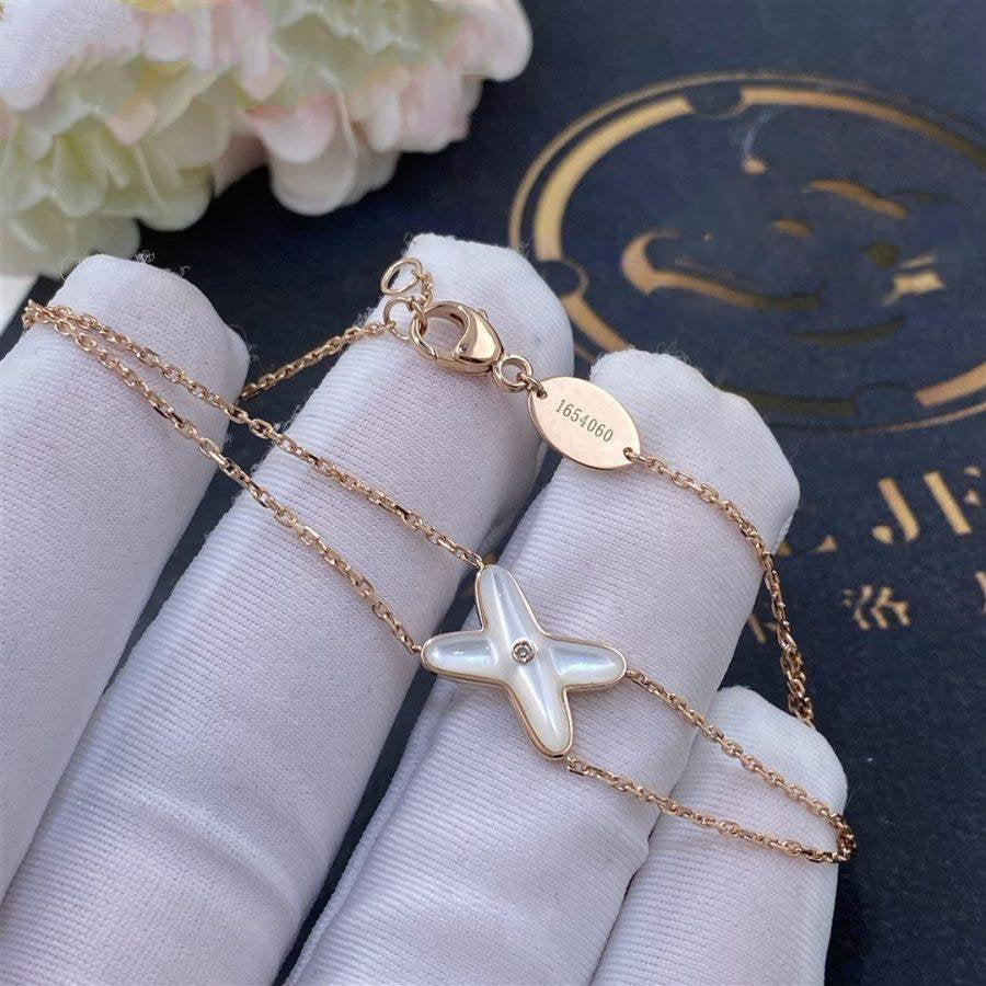 [⭐Sparkve]JEUX BRACELET WHITE MOP PINK GOLD 1 DIAMOND