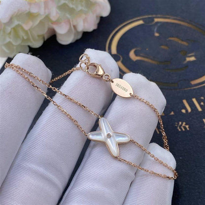 [⭐Sparkve]JEUX BRACELET WHITE MOP PINK GOLD 1 DIAMOND