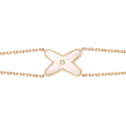 [⭐Sparkve]JEUX BRACELET WHITE MOP PINK GOLD 1 DIAMOND