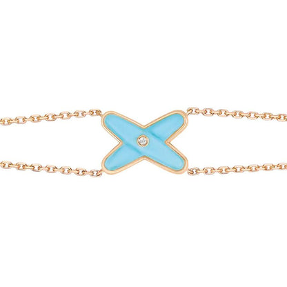 [⭐Sparkve]JEUX BRACELET TURQUOISE PINK GOLD 1 DIAMOND