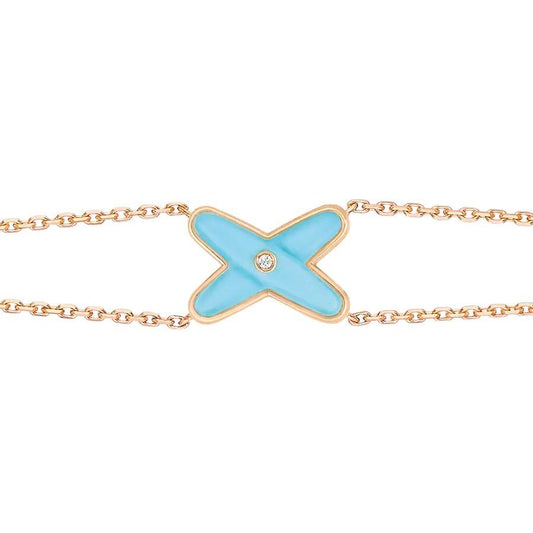 [⭐Sparkve]JEUX BRACELET TURQUOISE PINK GOLD 1 DIAMOND