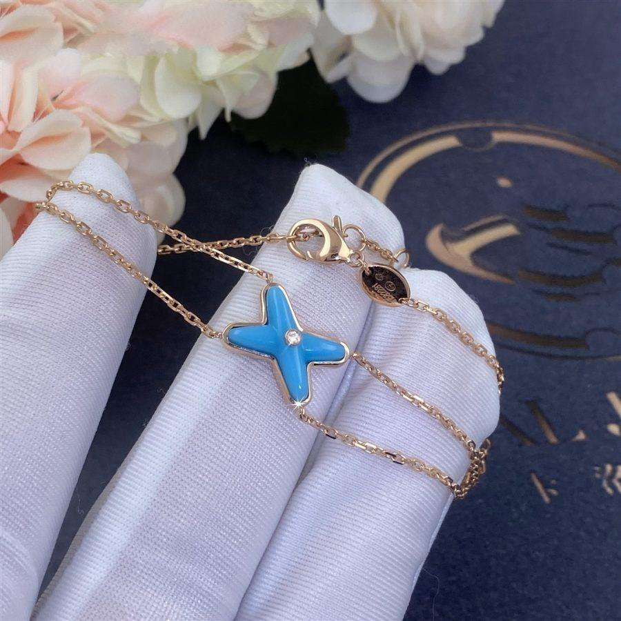 [⭐Sparkve]JEUX BRACELET TURQUOISE PINK GOLD 1 DIAMOND