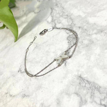 [⭐Sparkve]JEUX BRACELET WHITE MOP SILVER 1 DIAMOND