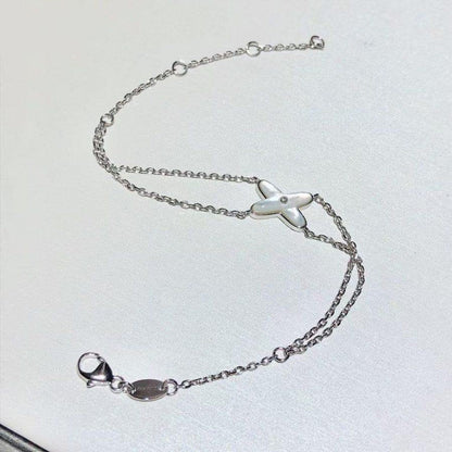 [⭐Sparkve]JEUX BRACELET WHITE MOP SILVER 1 DIAMOND