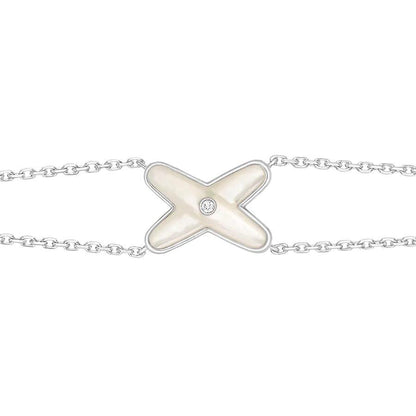 [⭐Sparkve]JEUX BRACELET WHITE MOP SILVER 1 DIAMOND