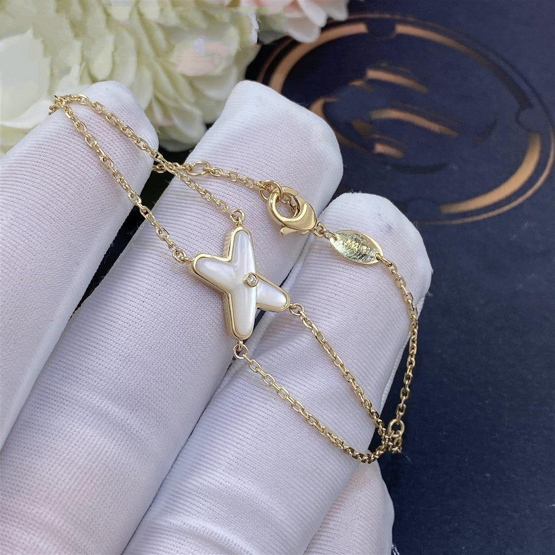 [⭐Sparkve]JEUX BRACELET WHITE MOP GOLD 1 DIAMOND