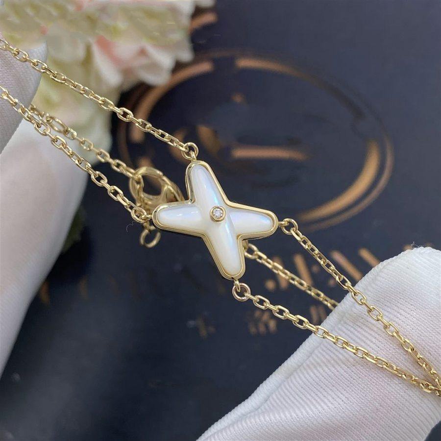 [⭐Sparkve]JEUX BRACELET WHITE MOP GOLD 1 DIAMOND