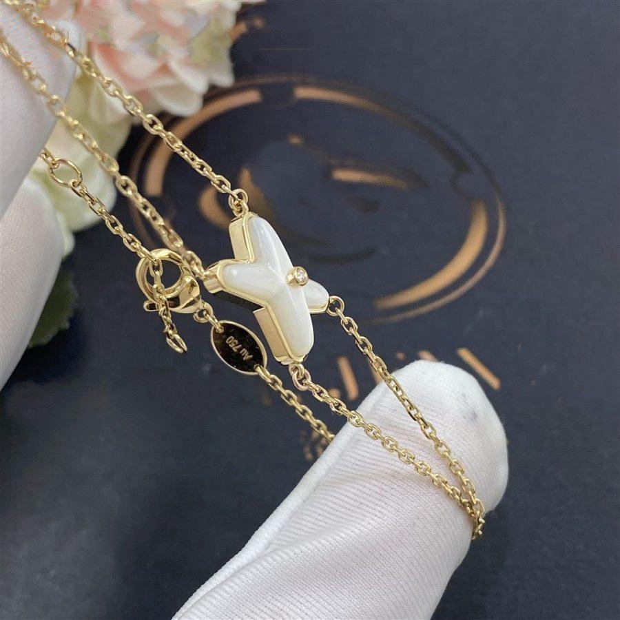 [⭐Sparkve]JEUX BRACELET WHITE MOP GOLD 1 DIAMOND