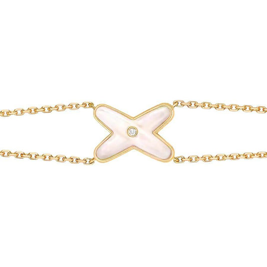 [⭐Sparkve]JEUX BRACELET WHITE MOP GOLD 1 DIAMOND