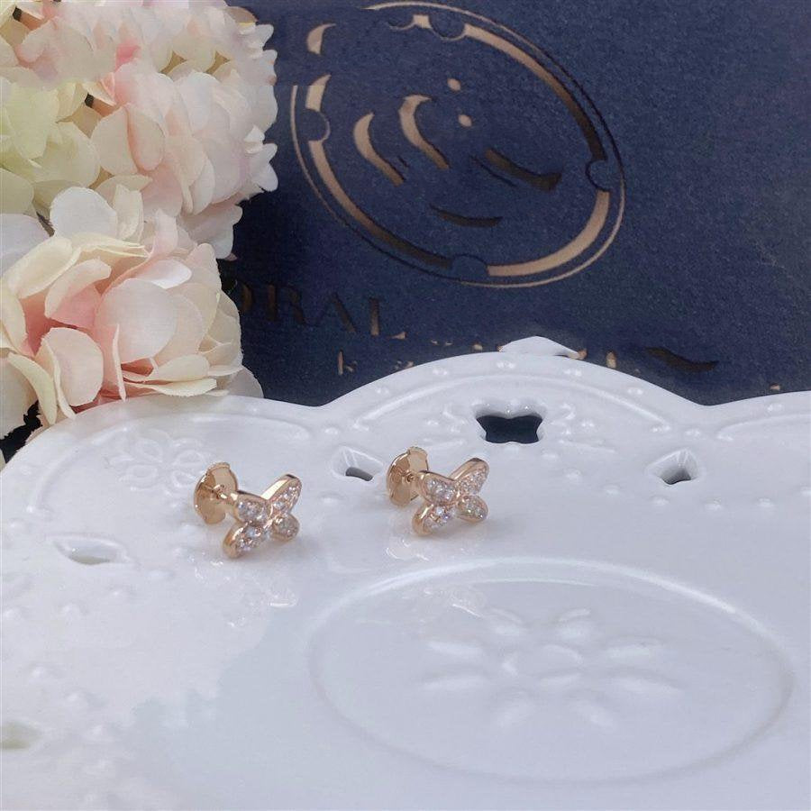 [⭐Sparkve]JEUX DE PINK GOLD DIAMOND EARRINGS