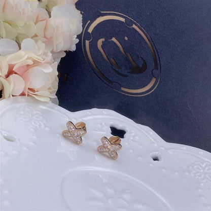 [⭐Sparkve]JEUX DE PINK GOLD DIAMOND EARRINGS
