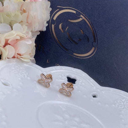 [⭐Sparkve]JEUX DE PINK GOLD DIAMOND EARRINGS