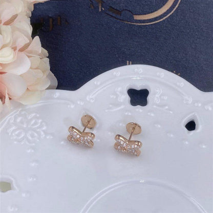 [⭐Sparkve]JEUX DE PINK GOLD DIAMOND EARRINGS