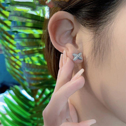 [⭐Sparkve]JEUX DE SILVER DIAMOND EARRINGS