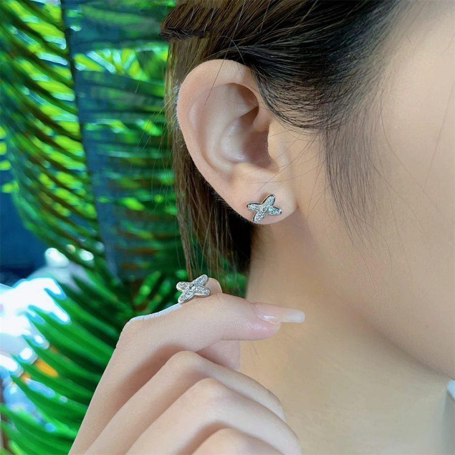 [⭐Sparkve]JEUX DE SILVER DIAMOND EARRINGS
