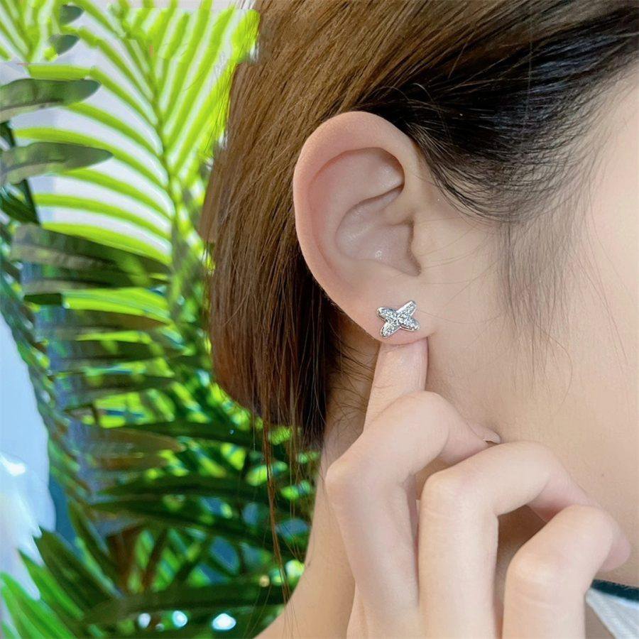 [⭐Sparkve]JEUX DE SILVER DIAMOND EARRINGS