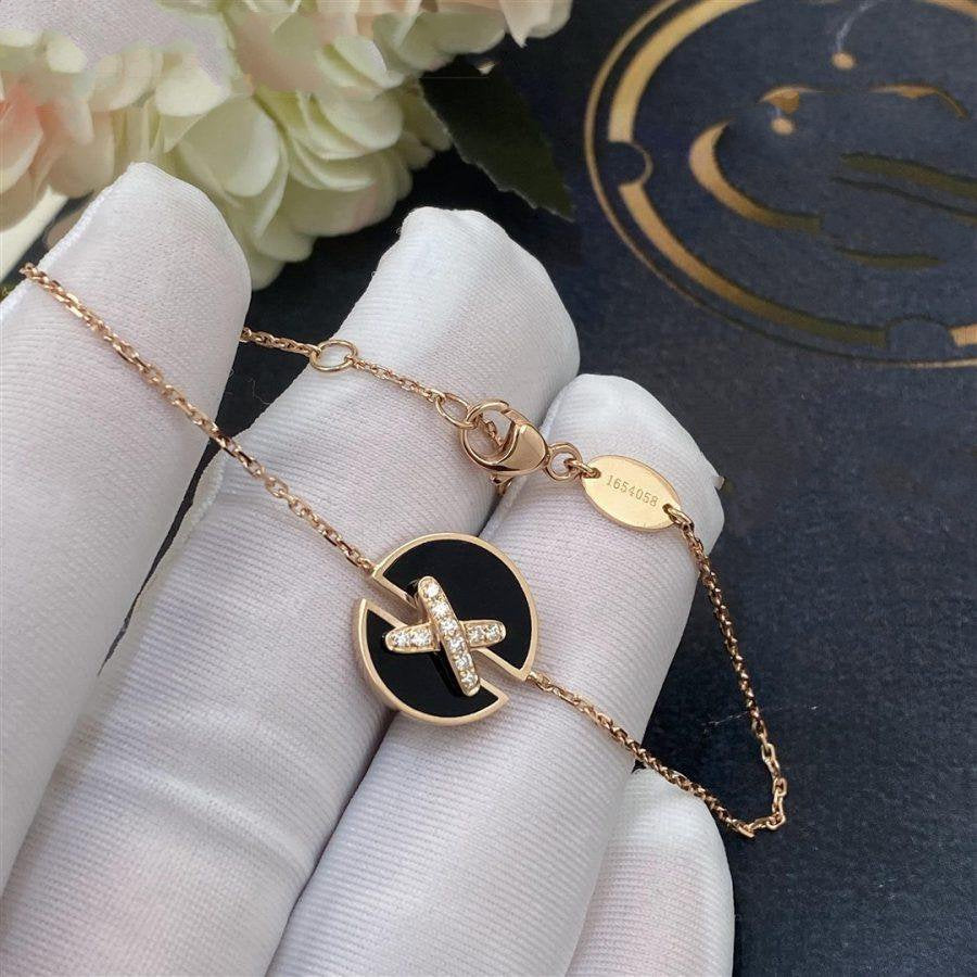 [⭐Sparkve]JEUX DE BRACELET ONYX PINK GOLD DIAMOND